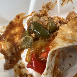 A ver messy quesadilla. WITH NO CHEESE!
