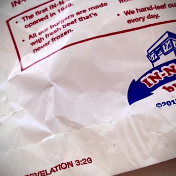 In-N-Out Burger - Revelation 3:20 ... it doesn't take up a lot of space on my double double cheeseburger... but I imagine it makes God smile. - Burgers Near Me - Reno, Nevada