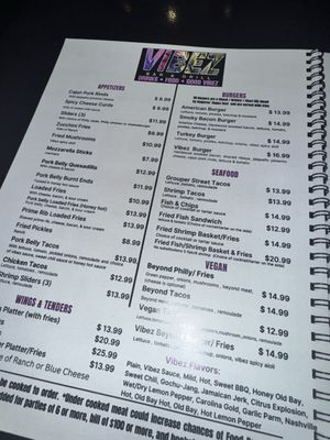 Menu photo 1 Vibez Bar & Grill Kannapolis, NC Menu photo 1 Vibez Bar & Grill Kannapolis, NC