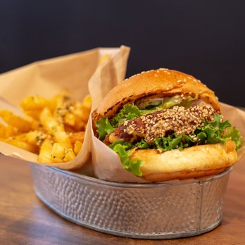A+ Burger - Tonkatsu Burger with Garlic Fries - Burgers Near Me - Oakland, California