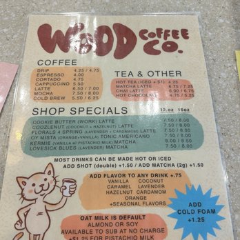 Wood Coffee Co - Menu -- July 2026 - Coffee & Tea Near Me - Long Beach, California Wood Coffee Co - Menu -- July 2026 - Coffee & Tea Near Me - Long Beach, California