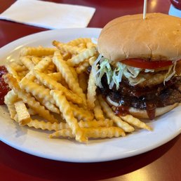 Beer battered bacon burger