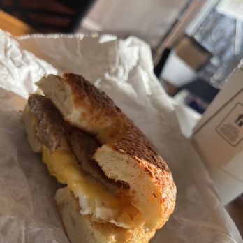 Jacob's Coffee House - a sausage and cheese sandwich - Coffee & Tea Near Me - Washington, DC, District of Columbia