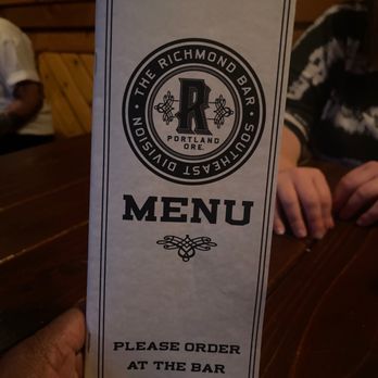 The Richmond Bar - The menu. - American Near Me - Portland, Oregon