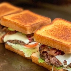 Covered Bridge Market and Pizzaria - Bacon swiss burgers on texas toast