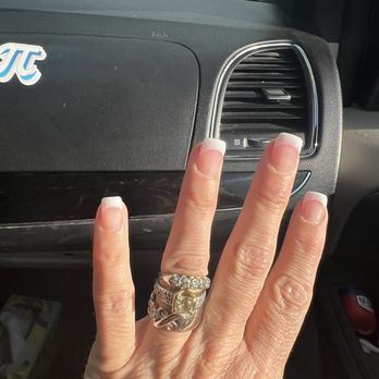 Popular Nails - Traditional French tip using pink and white powder. Squared. - Nail Salons Near Me - Carlsbad, California