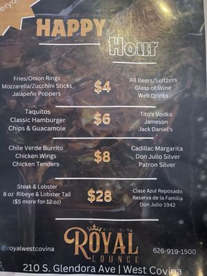 Menu photo 1 Royal Lounge West Covina, CA