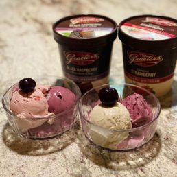 Black Raspberry Chocolate Chip and Oregon Strawberry Black Raspberry Chocolate Chip and Oregon Strawberry