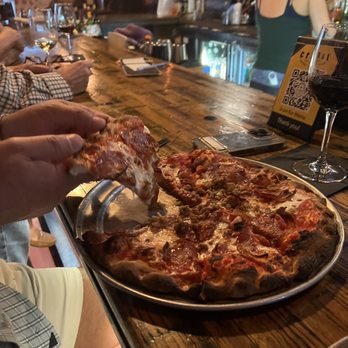 Crust Wood Fired Pizza - 3 Meat Pizza w stand out pepperoni. - Pizza Near Me - Charleston, South Carolina
