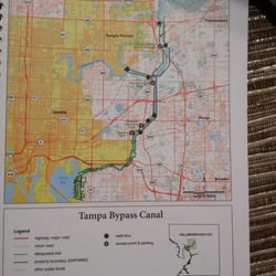 Harney Park - Tampa Bypass Canal map with Harney Canal Park near the middle by 301 Hwy marker