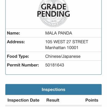 Mala Panda - Grade pending - Chinese Near Me - New York, New York Mala Panda - Grade pending - Chinese Near Me - New York, New York