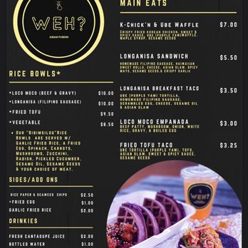 WEH? Asian Fusion - Our Menu! - Filipino Near Me - Austin, Texas WEH? Asian Fusion - Our Menu! - Filipino Near Me - Austin, Texas