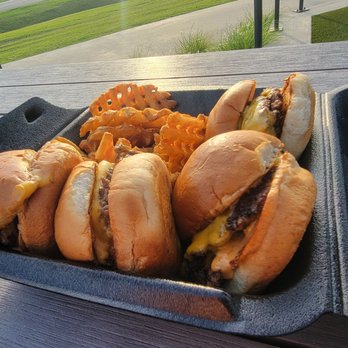 Smalls Sliders - 4 biggie small sliders with sweet potato waffle fries - Fast Food Near Me - Baton Rouge, Louisiana
