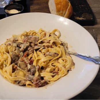 Hilltop Restaurant & Bar - Pasta carbonara.    Delicious full of smoked bacon - Bars Near Me - Lockport, New York