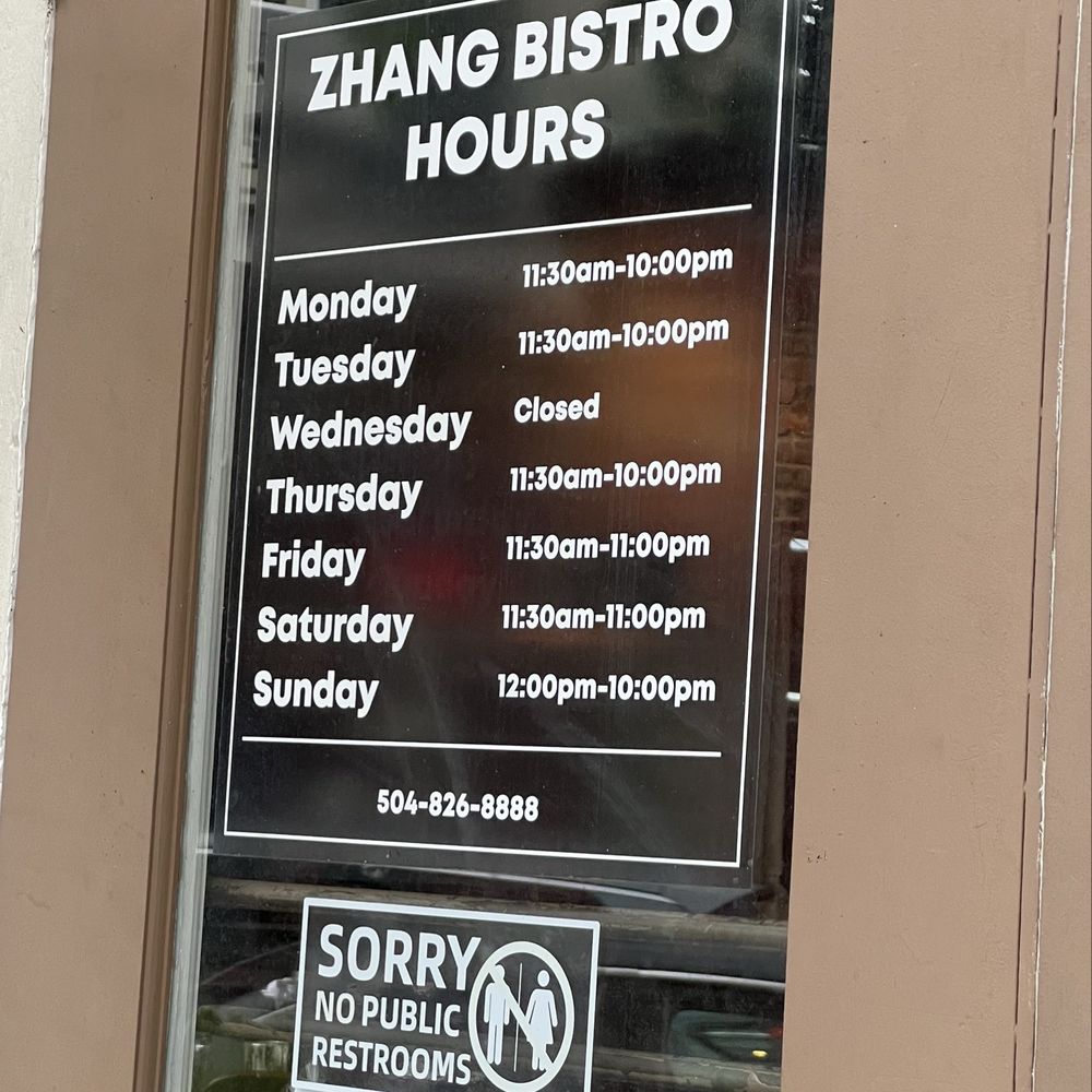 Zhang Bistro - Restaurant Hours - Thai Near Me - New Orleans, Louisiana