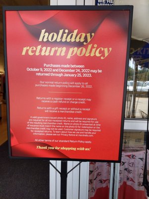 Marshalls Christmas Return Policy 2026