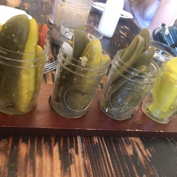 Jacob's Pickles - Pickle flight (dill, spicy, jalapeños, tomatoes) - Comfort Food Near Me - New York, New York