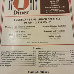 Coalfields Diner - Menu