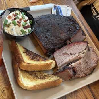Sauced BBQ & Spirits - Livermore - Sliced Brisket with pork ribs, potato salad & texas toast - Barbeque Near Me - Livermore, California Sauced BBQ & Spirits - Livermore - Sliced Brisket with pork ribs, potato salad & texas toast - Barbeque Near Me - Livermore, California