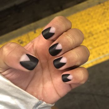 Primp & Polish - Negative space manicure with a nude base coat and matte top coat. - Nail Salons Near Me - Brooklyn, New York Primp & Polish - Negative space manicure with a nude base coat and matte top coat. - Nail Salons Near Me - Brooklyn, New York