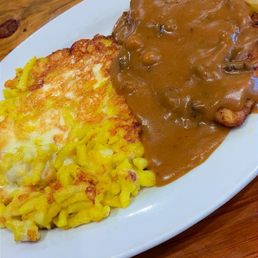 Chicken Schnitzel, cheese Spaetzle