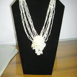JK Flowers & Gift Baskets - Beaded Cluster necklace comes in a variety of colors, Shown White,also black, blue, pink, brown, red, green, black and white,