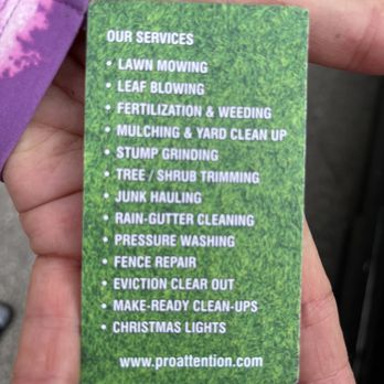 Proattention Home and Commercial Services - Business card - Lawn Services Near Me Proattention Home and Commercial Services - Business card - Lawn Services Near Me