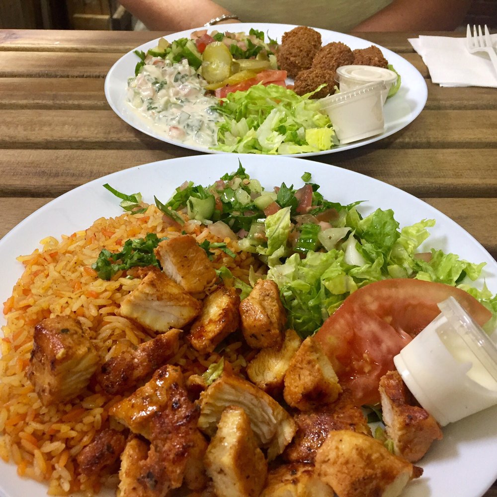 Ruzana - Chicken kebab plate and falafel plate. $10 and $8.49 - Kebab Near Me - Brooklyn, New York