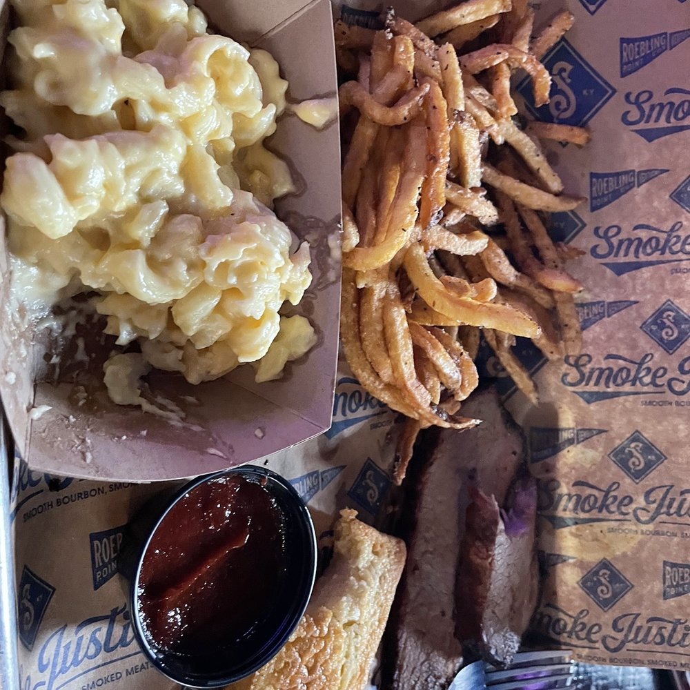 Smoke Justis - Smoked Meat Plate Single with brisket, mac n cheese, and fries. - Bars Near Me - Covington, Kentucky Smoke Justis - Smoked Meat Plate Single with brisket, mac n cheese, and fries. - Bars Near Me - Covington, Kentucky