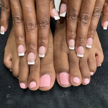 Eco Organic Nail Boutique - French tip with pink toes - Nail Salons Near Me - Dana Point, California Eco Organic Nail Boutique - French tip with pink toes - Nail Salons Near Me - Dana Point, California
