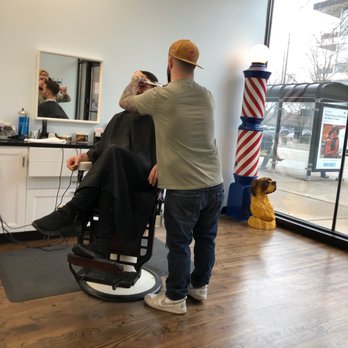 Old Dog Barbershop - Greg plying his trade on a busy Friday afternoon. - Barbers Near Me - Chicago, Illinois