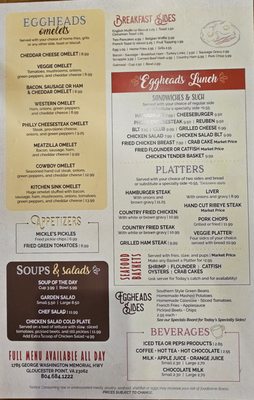 Menu photo 3 Eggheads Diner Gloucester Point, VA