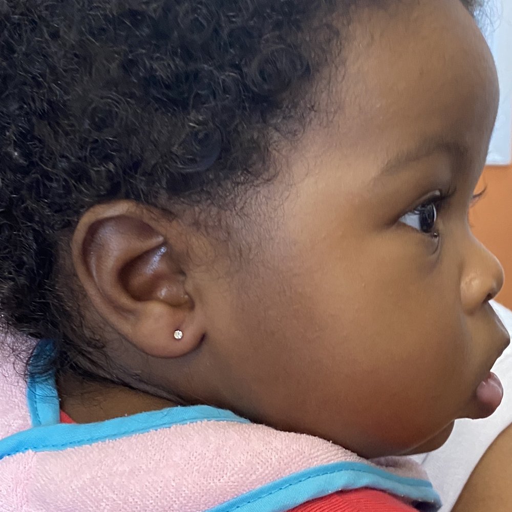 My 5month old got her ears pierced today. She cried for less than a minute.