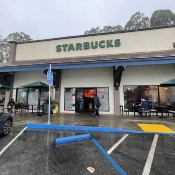Starbucks - Out front in the rain! - Coffee & Tea Near Me - San Bruno, California