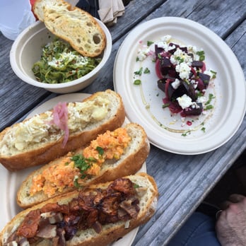 Patrizi's - Seasonal bruschetta, roasted beet and half order of pesto pasta - excellent dishes! - Italian Near Me - Austin, Texas