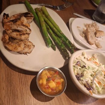 Bonefish Grill - Shrimp and scallops with mango sauce, asparagus  and coleslaw - Seafood Near Me - Fayetteville, New York