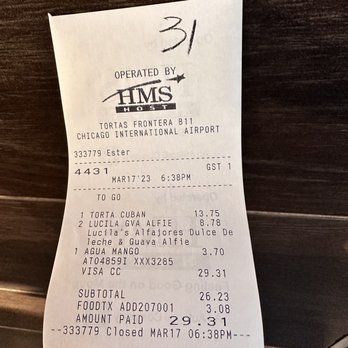 Tortas Frontera - Receipt, $15 sandwich, $4.39 for alfie, mango angus fresco - Mexican Near Me - Chicago, Illinois Tortas Frontera - Receipt, $15 sandwich, $4.39 for alfie, mango angus fresco - Mexican Near Me - Chicago, Illinois