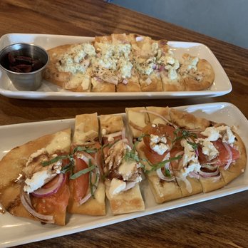 Mother's - Top: chicken souvlaki flatbread, Bottom: caprese flatbread - American Near Me - Tampa, Florida