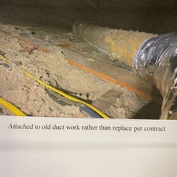 Airmaxx - Shows where Airmaxx attached to old duct work, rather than install new per contract. - Heating & Air Conditioning/HVAC Near Me - El Cajon, California
