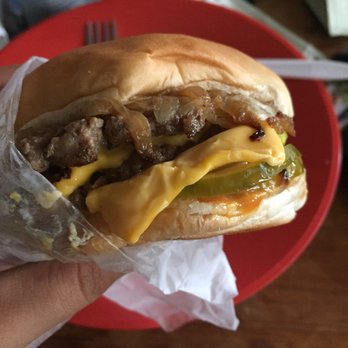 Angie's Hamburger Stand - Double cheeseburger. Look at those pickles! - American Near Me - Canton, Michigan