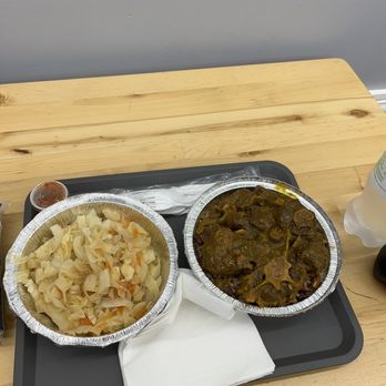 A &J Caribbean Taste - Oxtail with rice and beans with cabbage . - Caribbean Near Me - Newark, New Jersey