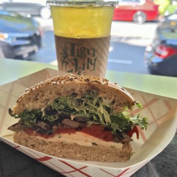 Tiger Lily Café - Bella Bella Sandwich with Iced Green Tea - Cafes Near Me - Port Jefferson, New York