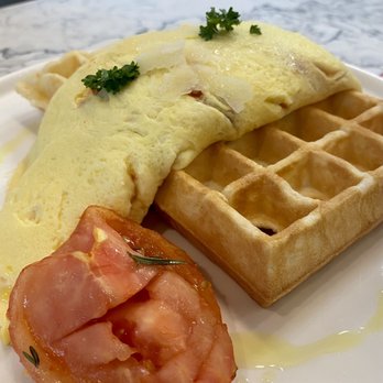 Canffle - Pizza Omelette, on mochi waffle - Waffles Near Me - Vancouver, British Columbia Canffle - Pizza Omelette, on mochi waffle - Waffles Near Me - Vancouver, British Columbia