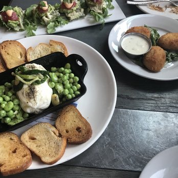 Bidwell Restaurant - Tuna nachos on top, buratta on the bottom, and crispy deviled eggs to the right - New American Near Me - Washington, DC, District of Columbia