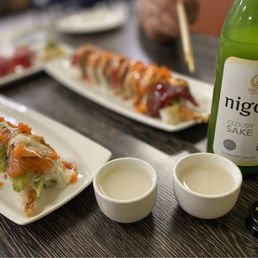 Sushi rolls & sake