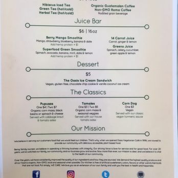 Oasis Vegetarian Cafe - Menu sans the "build a meal" - Vegetarian Near Me - Riverside, California Oasis Vegetarian Cafe - Menu sans the "build a meal" - Vegetarian Near Me - Riverside, California