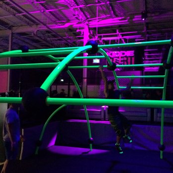 Flying Squirrel - Monkey bars that were too difficult for me personally but great for people who have stronger upper body strength. - Trampoline Parks Near Me - Hamilton, Ontario