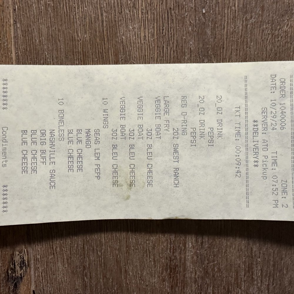 Buffalo Wild Wings - Order/receipt - Chicken Wings Near Me - Glendale, California Buffalo Wild Wings - Order/receipt - Chicken Wings Near Me - Glendale, California