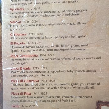 Pirilo - Pizza menu part 2 - Italian Near Me - San Juan, Puerto Rico