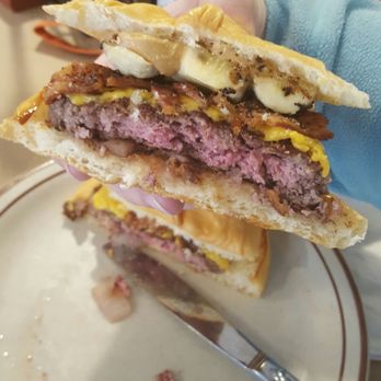 B & B Dockside - Say hello to the "Fat Elvis"! Burger with peppered bacon, American cheese, and hopes with caramelized bananas and peanut butter. - Burgers Near Me - Westerly, Rhode Island